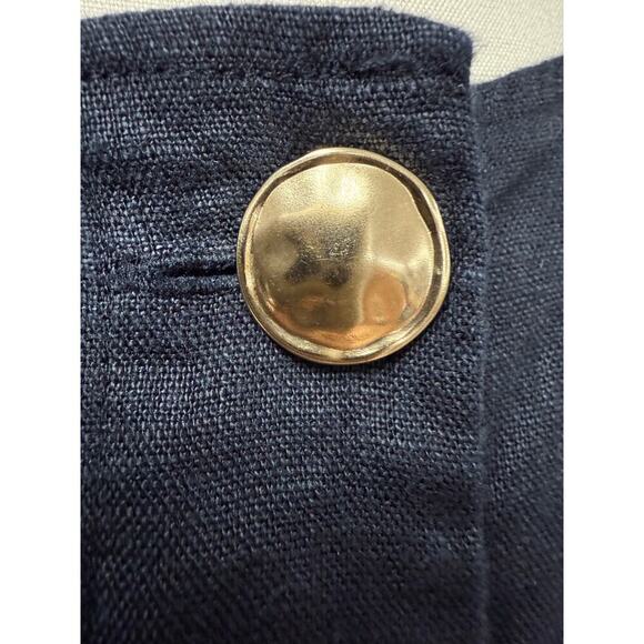 NEW H Halston black linen Cropped jacket Womens M Fab Gold Buttons - Picture 3 of 7